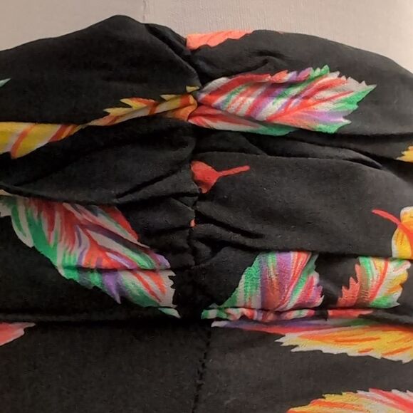 Stunning Vintage Floral Black Chiffon Feather Print Flowy Maxi Skirt Small - Picture 4 of 11